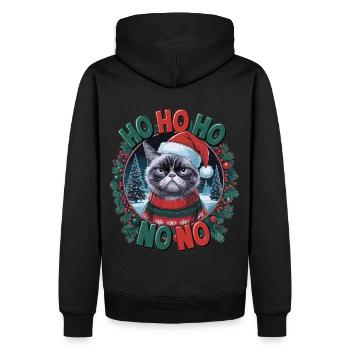 Drôle de chat en pull de Noël – Idée cadeau - Sweat à capuche Premium bio Homme - noir - Dos - Nico (187cm)