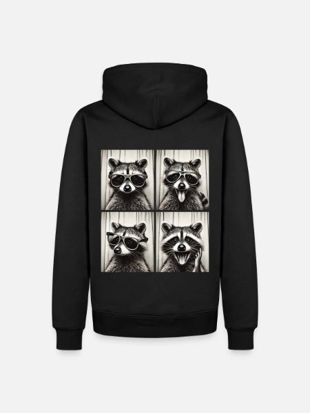 Fotobox Waschbär mit Sonnenbrille - Männer Premium Bio Hoodie - Schwarz