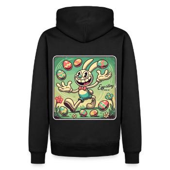 Retro Cartoon Osterhase – Vintage Osterei Shirt - Männer Premium Bio Hoodie - Schwarz - Hinten - Nico (187cm)