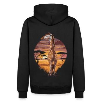 Giraffe in der Savanne – Afrikanische Naturkunst - Männer Premium Bio Hoodie - Schwarz - Hinten - Nico (187cm)