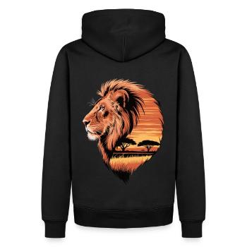 Lion dans la savane – Roi de la nature - Sweat à capuche Premium bio Homme - noir - Dos - Nico (187cm)