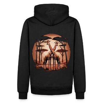Giraffen in der Savanne – Mystische Afrika-Kunst - Männer Premium Bio Hoodie - Schwarz - Hinten - Nico (187cm)