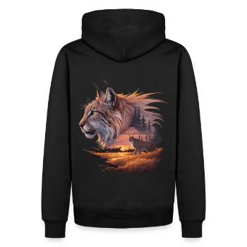 Luchs im Abendrot – Faszinierende Wildtierkunst - Männer Premium Bio Hoodie - Schwarz - Hinten - Nico (187cm)