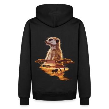 Suricates dans la savane – Faune africaine - Sweat à capuche Premium bio Homme - noir - Dos - Nico (187cm)