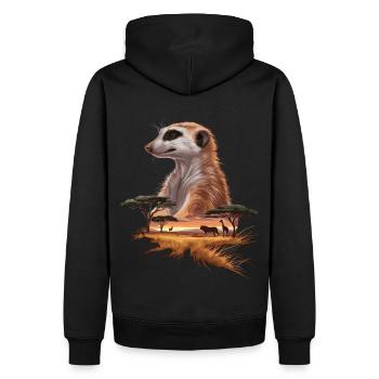 Suricate et savane Art de la faune africaine - Sweat à capuche Premium bio Homme - noir - Dos - Nico (187cm)