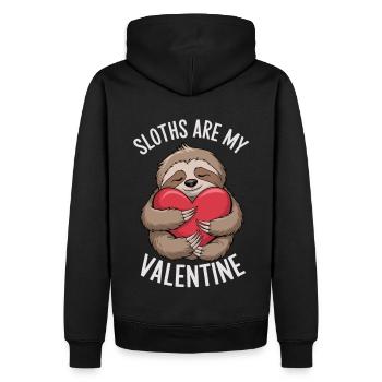 Faultier Liebe – Lustiges Valentinstags-Shirt - Männer Premium Bio Hoodie - Schwarz - Hinten - Nico (187cm)
