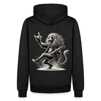 Rocking Lion – Sauvage et bruyant - Sweat à capuche Premium bio Homme - noir - Dos - Nico (187cm)