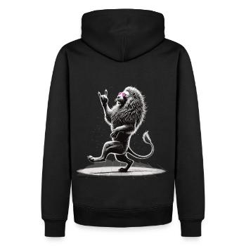 Lion à bascule – sauvage et libre - Sweat à capuche Premium bio Homme - noir - Dos - Nico (187cm)