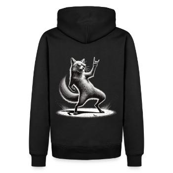 Rockiger Fuchs – Wild & Cool - Männer Premium Bio Hoodie - Schwarz - Hinten - Nico (187cm)