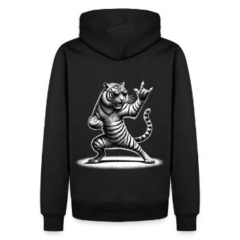 Tigre à bascule – sauvage et libre - Sweat à capuche Premium bio Homme - noir - Dos - Nico (187cm)