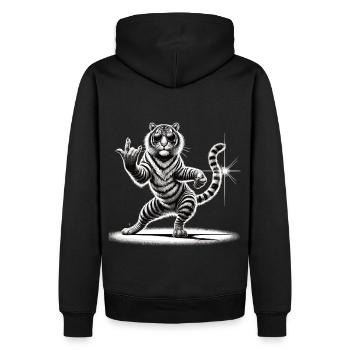 Rockiger Tiger – Wild & Cool - Männer Premium Bio Hoodie - Schwarz - Hinten - Nico (187cm)