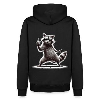 Rock-Waschbär – Métal et fraîcheur - Sweat à capuche Premium bio Homme - noir - Dos - Nico (187cm)