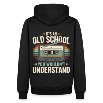 Retro Mixtape – Oldschool Vibes für Nostalgiker - Männer Premium Bio Hoodie - Schwarz - Hinten - Nico (187cm)