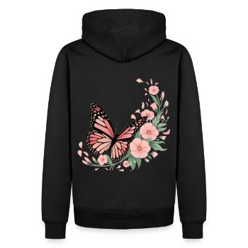 Papillon avec des fleurs - Sweat à capuche Premium bio Homme - noir - Dos - Nico (187cm)