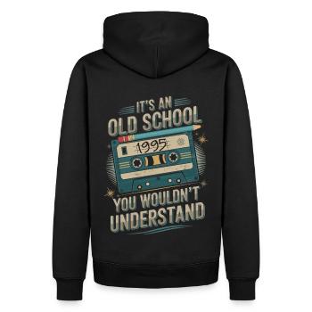 Oldschool 1995 – Chemise cassette rétro - Sweat à capuche Premium bio Homme - noir - Dos - Nico (187cm)