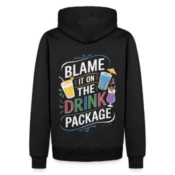 Party ohne Grenzen – Schuld ist das Drink Package! - Männer Premium Bio Hoodie - Schwarz - Hinten - Nico (187cm)