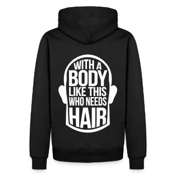 Glatze ist sexy – Witziges Männer-T-Shirt - Männer Premium Bio Hoodie - Schwarz - Hinten - Nico (187cm)