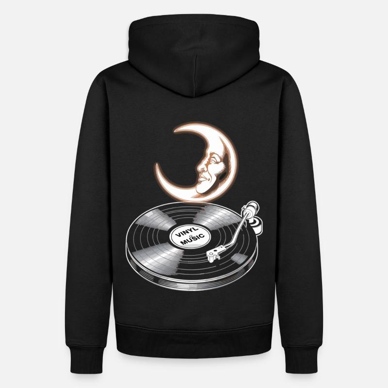 Musique vinyle avec lune - Sweat à capuche Premium bio Homme - noir