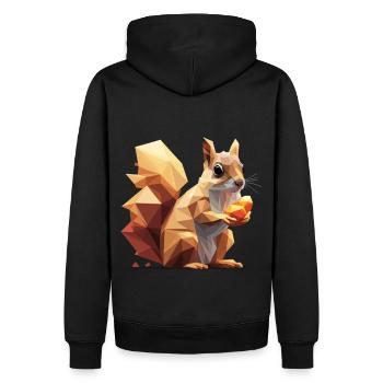 Low-Poly Eichhörnchen - Männer Premium Bio Hoodie - Schwarz - Hinten - Nico (187cm)