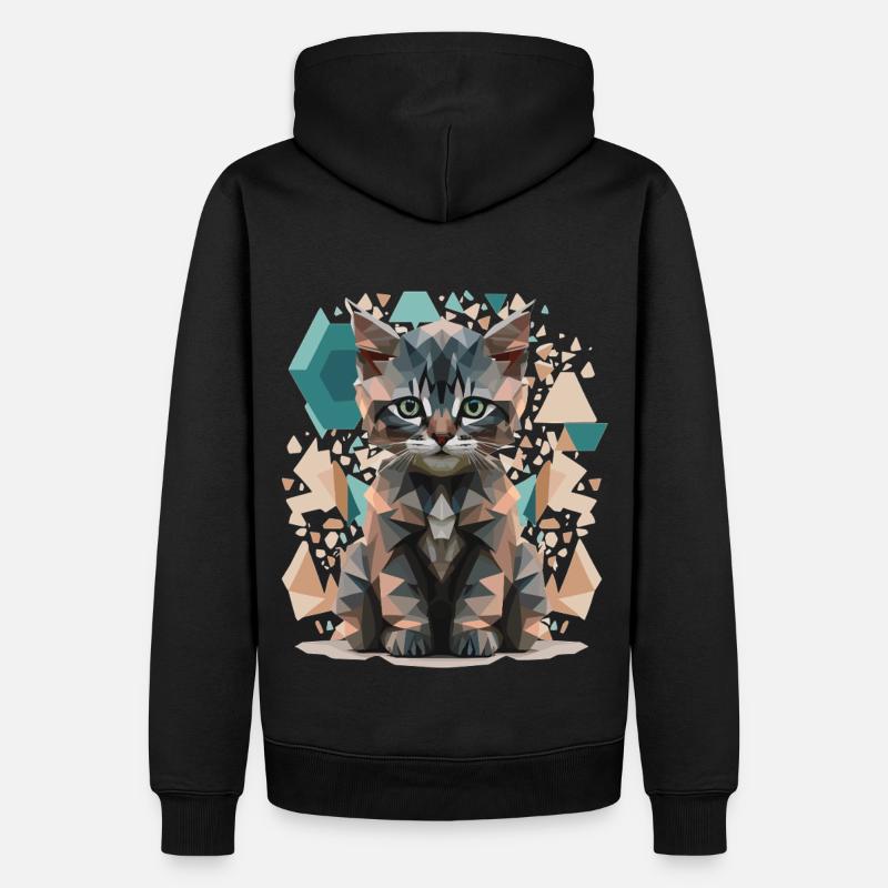 L’art des chats Low-Poly - Sweat à capuche Premium bio Homme - noir