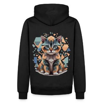 Polygon Katze Low-Poly - Männer Premium Bio Hoodie - Schwarz - Hinten - Nico (187cm)