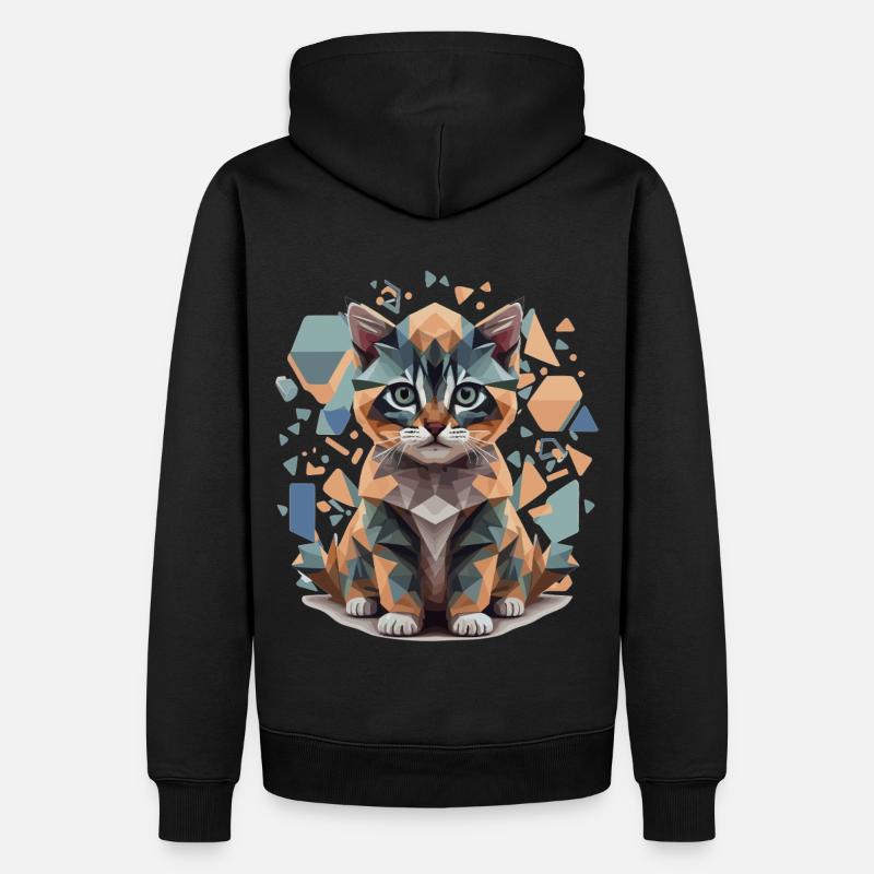 Polygone Cat Low-Poly - Sweat à capuche Premium bio Homme - noir