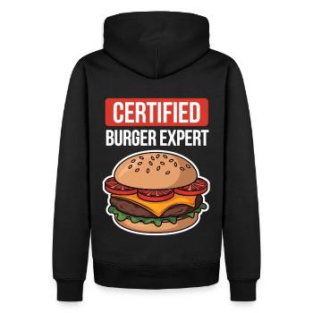 Burger Expert – Chemise BBQ & Fast Food amusante - Sweat à capuche Premium bio Homme - noir - Dos - Nico (187cm)
