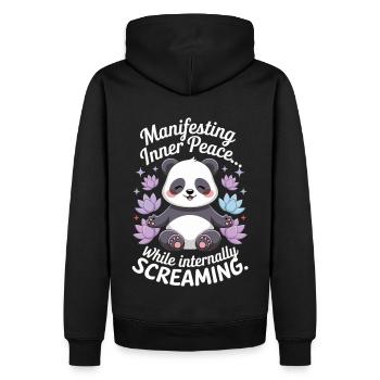 Panda méditer – Zen & Mindfulness - Sweat à capuche Premium bio Homme - noir - Dos - Nico (187cm)