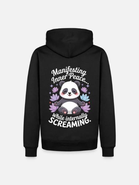 Meditating Panda – Zen & Mindfulness - Men’s Premium Organic Hoodie - black