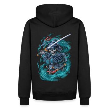 Samurai-Skelett mit Drachengeist - Männer Premium Bio Hoodie - Schwarz - Hinten - Nico (187cm)