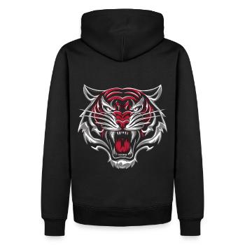 Wilder Tigerkopf - Männer Premium Bio Hoodie - Schwarz - Hinten - Nico (187cm)