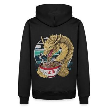 Ramen Dragon – La faim du dragon - Sweat à capuche Premium bio Homme - noir - Dos - Nico (187cm)