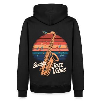 La musique du saxophone est dans l’air - Sweat à capuche Premium bio Homme - noir - Dos - Nico (187cm)