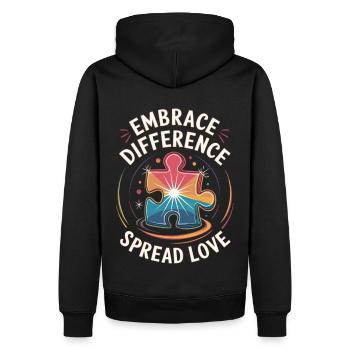 Embrace Difference Shirt - Männer Premium Bio Hoodie - Schwarz - Hinten - Nico (187cm)