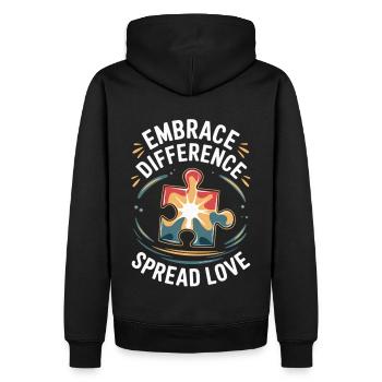 Autism - Unique is beautiful - Men’s Premium Organic Hoodie - black - Back - Nico (187cm)