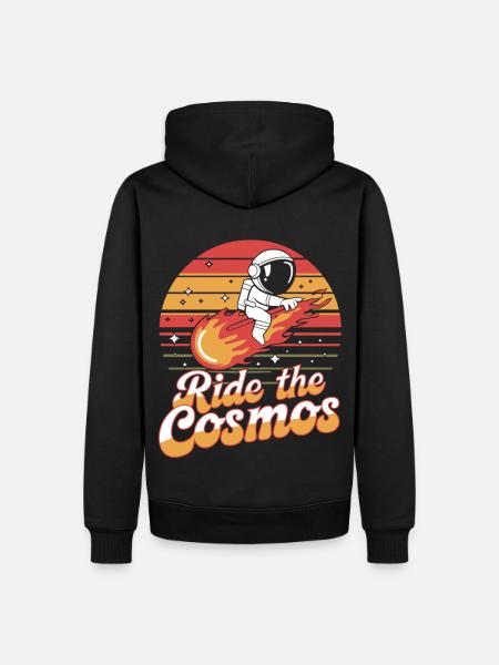 Astronaut reitet durch den Kosmos - Männer Premium Bio Hoodie - Schwarz