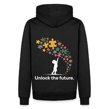 Piece of the puzzle for the future - Men’s Premium Organic Hoodie - black - Back - Nico (187cm)