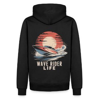 La vie du surfeur de vagues - Sweat à capuche Premium bio Homme - noir - Dos - Nico (187cm)
