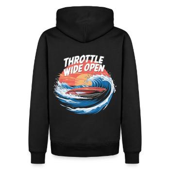 Speedboot Action Shirt - Männer Premium Bio Hoodie - Schwarz - Hinten - Nico (187cm)