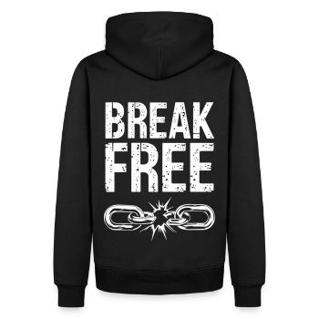 Ketten sprengen - Break Free Shirt - Männer Premium Bio Hoodie - Schwarz - Hinten - Nico (187cm)