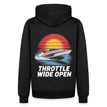 Speedboot Abenteuer Shirt - Männer Premium Bio Hoodie - Schwarz - Hinten - Nico (187cm)