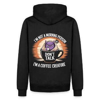 Nicht vor dem Kaffee reden - Männer Premium Bio Hoodie - Schwarz - Hinten - Nico (187cm)