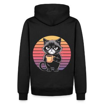 Chat du matin avec caféine - Sweat à capuche Premium bio Homme - noir - Dos - Nico (187cm)