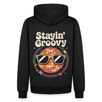 Boule disco colorée avec lunettes de soleil - Sweat à capuche Premium bio Homme - noir - Dos - Nico (187cm)