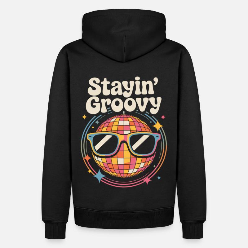 Bunte Diskokugel mit Sonnenbrille - Männer Premium Bio Hoodie - Schwarz