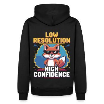 Retro-Fuchs mit Selbstbewusstsein für Gamer - Männer Premium Bio Hoodie - Schwarz - Hinten - Nico (187cm)