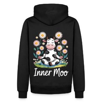 Yoga-Kuh für innere Ruhe - Meditierende Kuh - Männer Premium Bio Hoodie - Schwarz - Hinten - Nico (187cm)