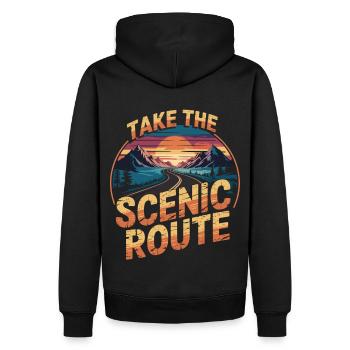 Prenez la route panoramique – Chemise rétro - Sweat à capuche Premium bio Homme - noir - Dos - Nico (187cm)
