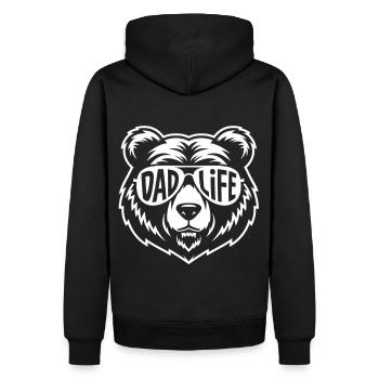 Bärenstarker Papa Look - Männer Premium Bio Hoodie - Schwarz - Hinten - Nico (187cm)