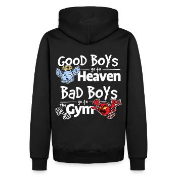 Les mauvais garçons vont à la gym - Sweat à capuche Premium bio Homme - noir - Dos - Nico (187cm)